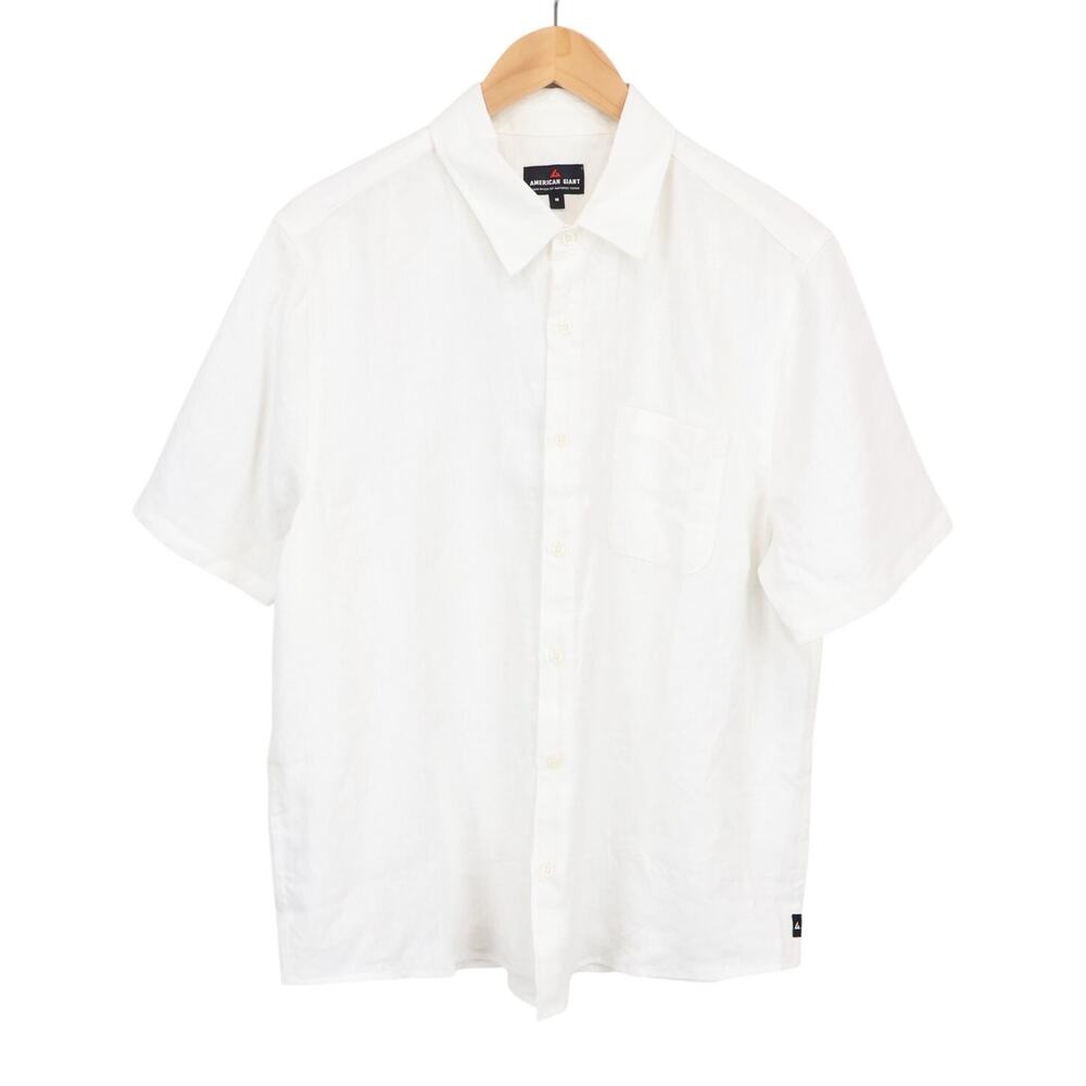 American Giant Men's Linen Button Down Shirt White Size Medium NWOT